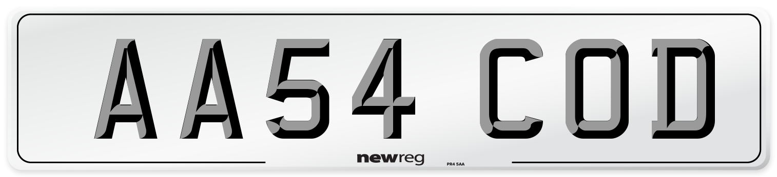 AA54 COD Number Plate from New Reg